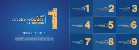 set of anniversary gold and silver color can be use for celebration eventのイラスト素材