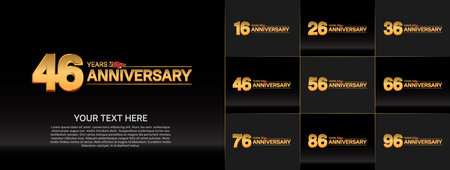 set of anniversary golden color can be use for celebration momentのイラスト素材