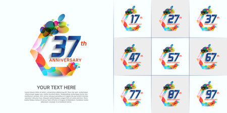 set of anniversary with colorful color can be use for celebration momentのイラスト素材