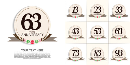 set of anniversary with vintage theme can be use for celebration momentのイラスト素材