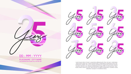 set of anniversary logotype modern pop art style color for celebrationのイラスト素材