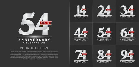set of anniversary logo with silver number and red ribbon can be use for celebrationのイラスト素材