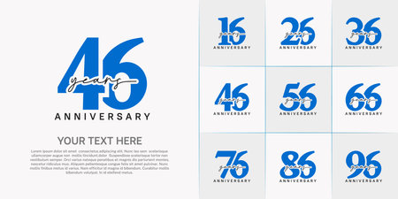 set of anniversary logo with blue number and black handwriting text can be use for celebrationのイラスト素材
