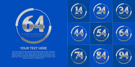 set of anniversary logo with silver number in circle can be use for celebrationのイラスト素材