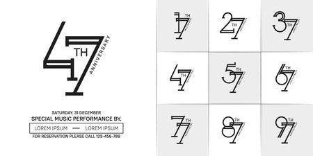 set of anniversary black color with white background for special celebration eventのイラスト素材