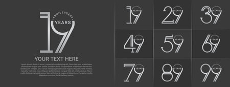 set of anniversary logotype silver color for special celebration eventのイラスト素材