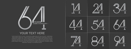set of anniversary logotype silver color for special celebration eventのイラスト素材
