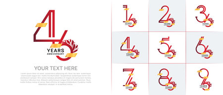 set of anniversary logotype red color with golden glitter for special celebration eventのイラスト素材