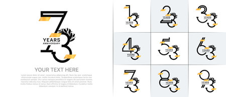 set of anniversary logotype black color with gold glitter for special celebration eventのイラスト素材