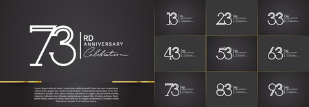 set of anniversary logotype white color and handwriting for special celebration eventのイラスト素材