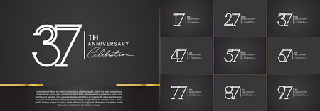set of anniversary logotype white color and handwriting for special celebration eventのイラスト素材