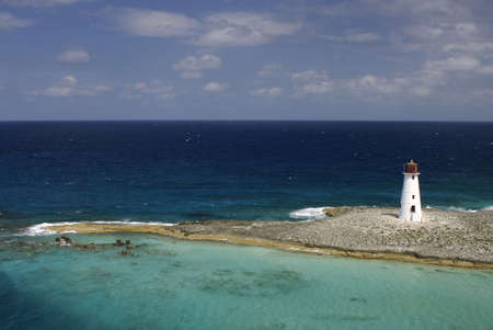 lighthouse on point of paradise islandの写真素材