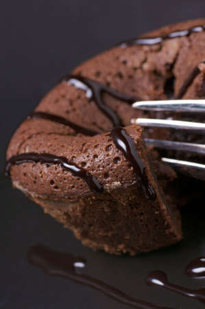 chocolate lava cake dessert with sauceの写真素材