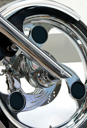 front wheel of custom motorcycleの写真素材