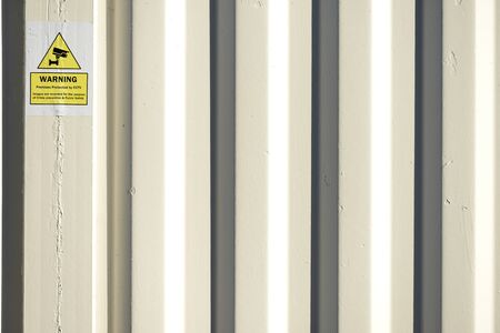 Stripes on white shipping metal container sidesの写真素材