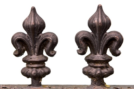 double Fleur de lis wrought iron railingの写真素材
