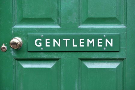 Gentlemen sign on green victorian toilet doorの写真素材