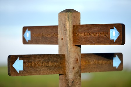 South Downs way footpath signs, East Sussexの写真素材