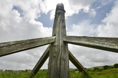 Remains of old post mill on Mill Plain, Glyndebourneの写真素材