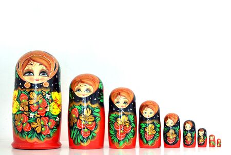 Set of 9 russian dolls lined upの写真素材