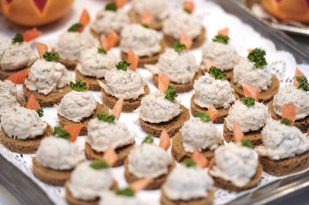 Crab blini hors d'oeuvre platterの写真素材
