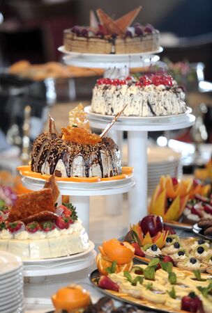 selection of cakes and fanciesの写真素材