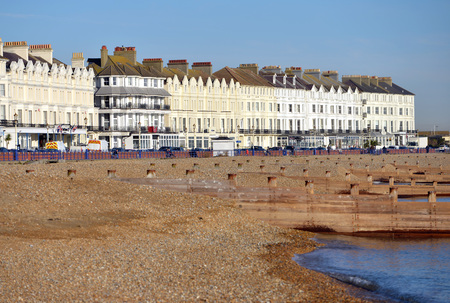 Eastbourne seafront houses overlooking the beach and sea.の写真素材