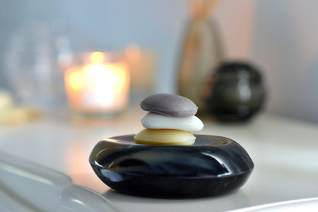 Natural horn soap dish in a bathroom