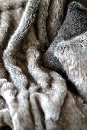 Faux fur throws and cushions room interiorの写真素材