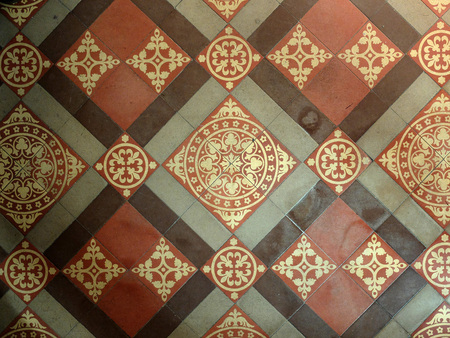 Old victorian church of england tiled floorの写真素材