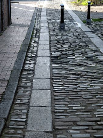Traditional cobbled street in Lewes, East Sussexの写真素材
