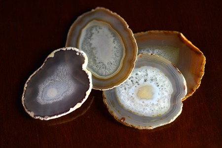Semi precious mineral natural cut glass coastersの写真素材