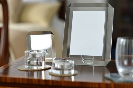 Luxury cut glass picture frames in a bedroomの写真素材