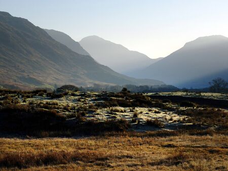 Frosty morning in Wastdale in the English Lake District.の写真素材