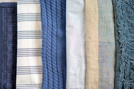 Blue textured bedding quilted material / throw / quiltの写真素材