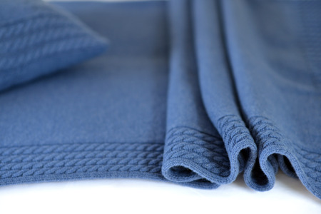 Blue textured bedding quilted material / throw / quiltの写真素材