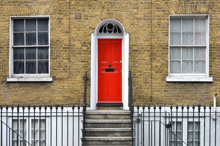 Typical Georgian London terraced house and doorの写真素材