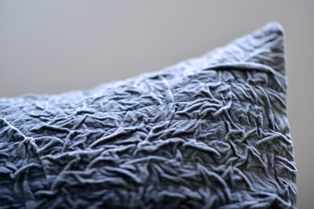 Details on textured and quilted sofa cushionsの写真素材