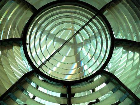 Detail of a lighthouse lantern fresnel lensの写真素材