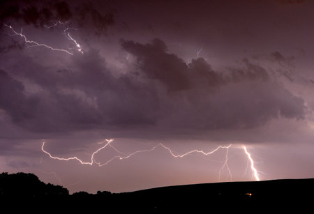 Dramatic lightning over the South Downs in East Sussex