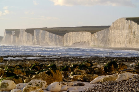 Chalk cliffs in East Sussex, Southern England