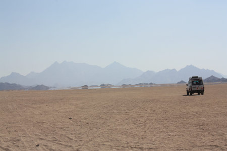 Mirage in the desert of Egyptの写真素材