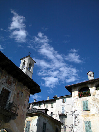 Historical buildings in Orta San Giulio, Orta lake, Italy