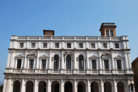 Public Library Palace, old square, Bergamo, Lombardy, Italyの写真素材