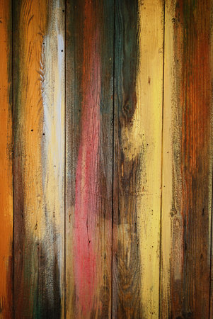 Vintage grunge colorful wood wall texture background の写真素材