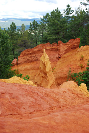 The ocher walk with red cliffs in Roussillon, Provence, France 