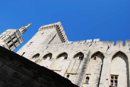 Popes Palace and Notre Dame church in Avignon, Provence, Franceのeditorial素材