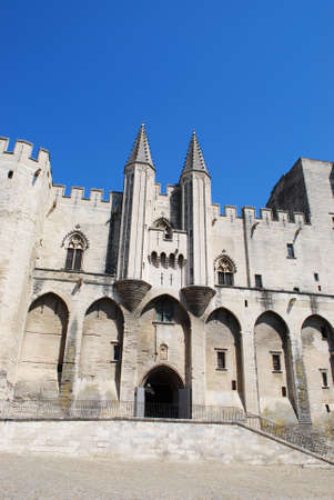Facade and main entrance of Popes Palace in Avignon, Provence, Franceのeditorial素材