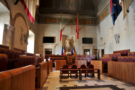 Aula Giulio Cesare, the city council with the only statue of Caesarのeditorial素材