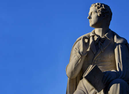 Marble statue of Lord Byron with copy space in Villa Borghese, Romeの写真素材